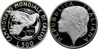 Италия 500 лир 1990 "Чемпионат мира по футболу 1990" proof