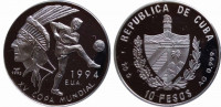 Куба 10 песо 1992 "XV Чемпионат по футболу"