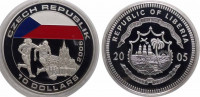 Либерия 10 долларов 2005 Чемпионат мира по футболу 2006 - сборная Чехии