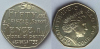 Великобритания 50 пенсов 2005 "250-летие Словаря Английского языка Сэмюэла Джонсона."