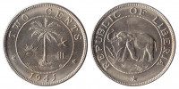 Либерия  2 цента 1941 UNC