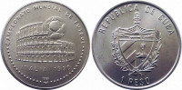  Куба 1 песо 1989 XIV Чемпионат мира по футболу 1990 в Италии. Колизей.