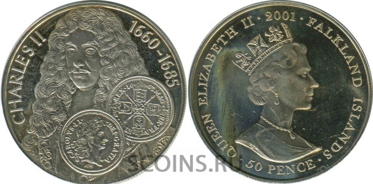 50 пенсов 2001 Чарльз II (1660-1685)