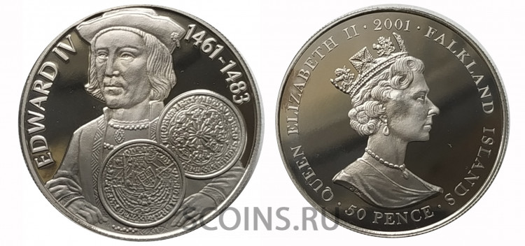 Фолклендские острова 50 пенсов 2001 Эдвард IV (1461-1483)