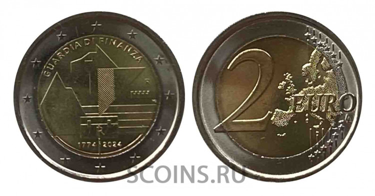Италия 2 евро 2024 250 лет финансовой гвардии