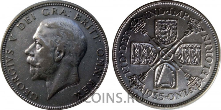 Великобритания 1 флорин 1935 Серебро