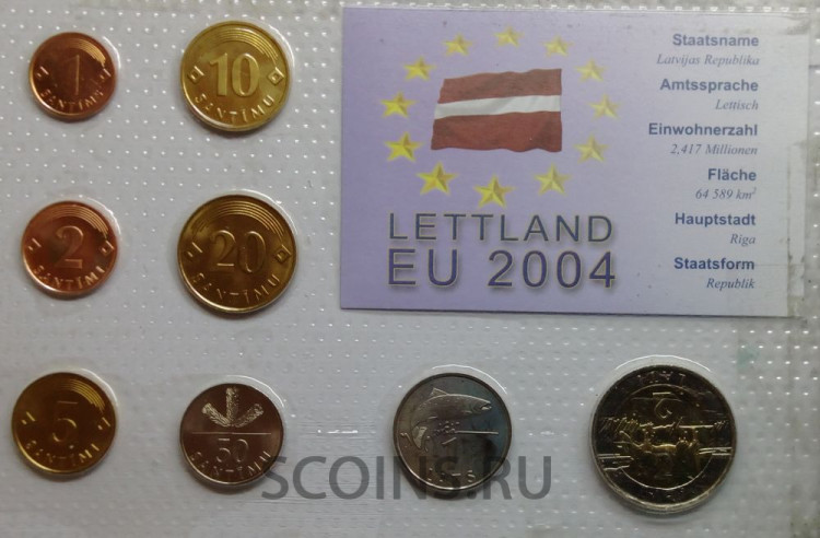 Латвия набор из 8 монет 2006 года - блистер UNC