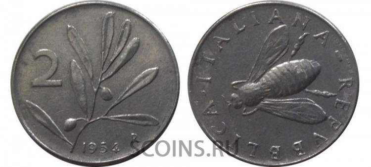Италия 2 лиры 1954