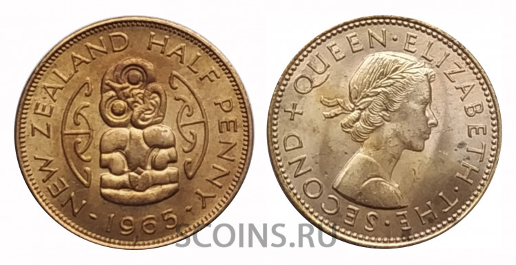 Новая Зеландия 1/2 пенни 1965 (регулярный чекан)