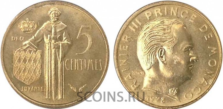 Монако 5 сантимов 1978