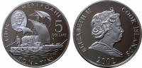 Острова Кука 5 долларов 2002 Кон-Тики