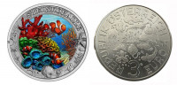 Австрия 3 евро 2023 Каменистый коралл (5-я монета серии - Светящаяся морская жизнь) 