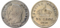 Франция 20 сантимов 1867