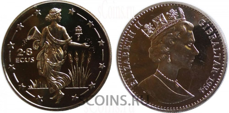 Гибралтар 2,8 экю 1994 Европа, сеющая семена