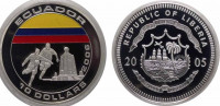 Либерия 10 долларов 2005 Чемпионат мира по футболу 2006 - Эквадор