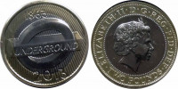 Великобритания 2 фунта  2013 года "150 лет метрополитену –Эмблема"