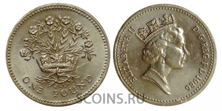 Великобритания 1 фунт 1986 Герб Ирландии