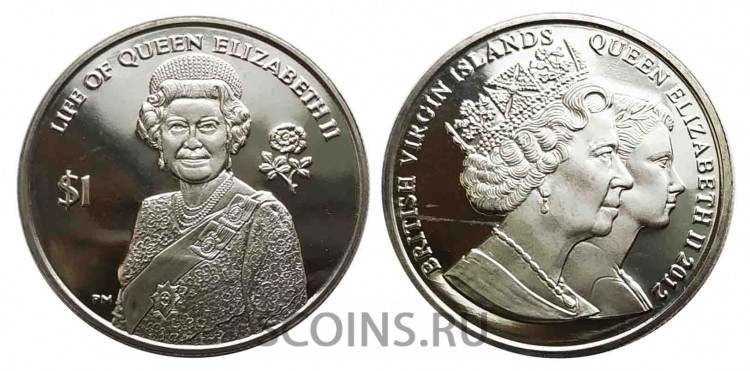 Британские Виргинские острова 1 доллар 2012 Жизнь королевы Елизаветы