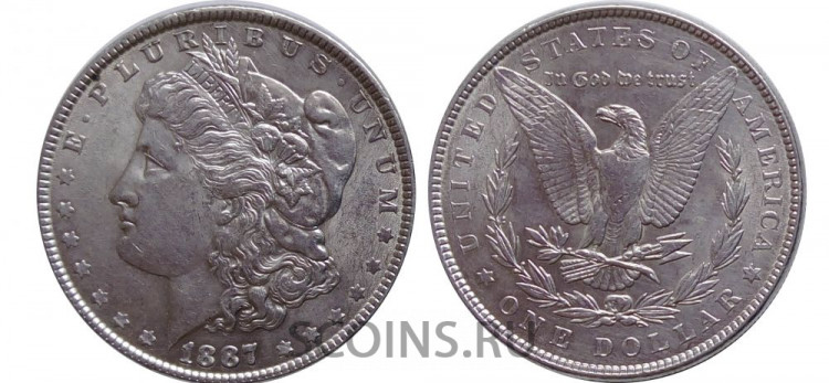 1887ax.jpg США 1 доллар 1887 Серебро 900