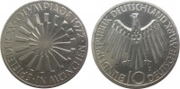 Германия (ФРГ) 10 марок 1972 "Олимпиада 1972 г в Мюнхене - Эмблема "In München""J