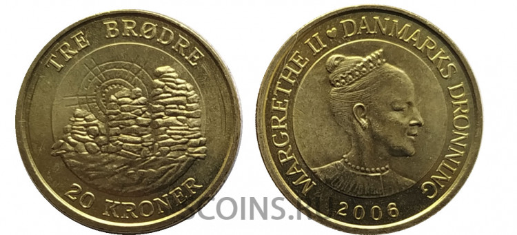 Дания 20 крон  2006 Три брата, западное побережье Гренландии
