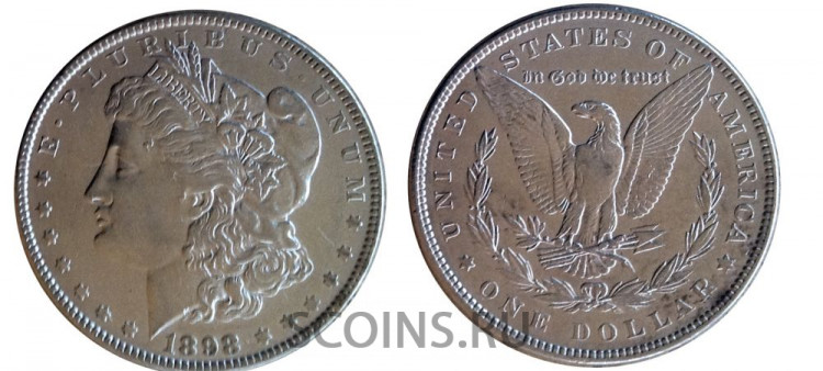 США 1 доллар 1898  Серебро 900  