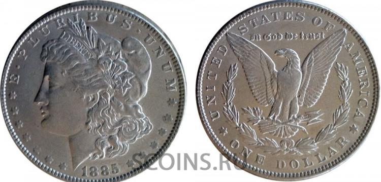 США 1 доллар 1885 Серебро 900  