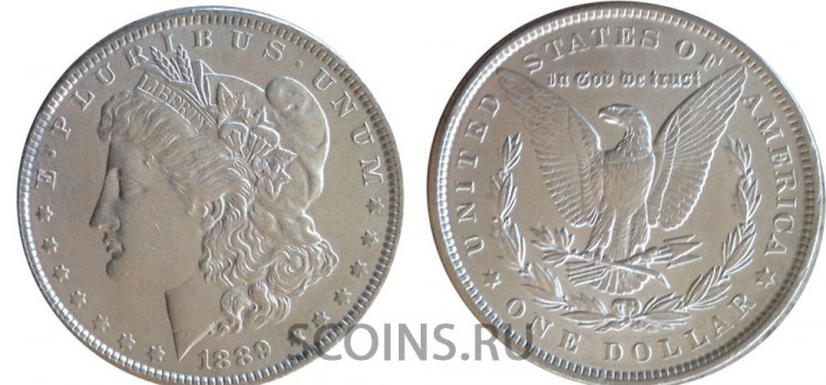 США 1 доллар 1889 Серебро 900  