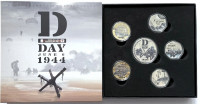 Острова Питкэрн набор 3 х 50 пенсов 2 х 2 фунта 1 х 5 фунтов 2024 D-Day BUNC
