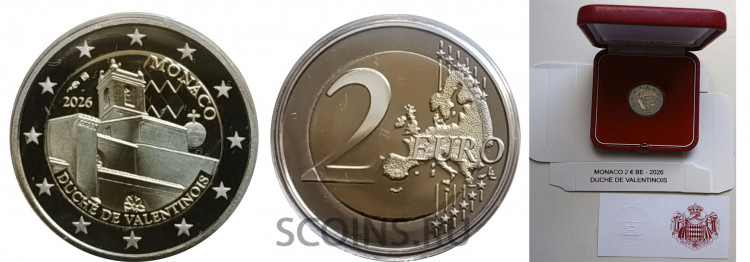 Монако 2 евро 2026 Герцогство Валентинуа. Пруф ( Proof )
