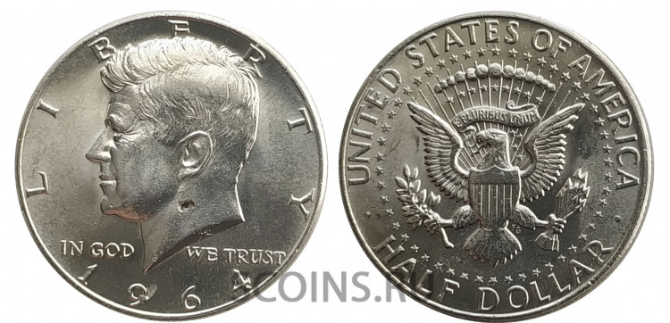 США 50 центов 1964 Кеннеди Серебро 900