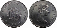 Великобритания 25 пенсов 1972 Королевская серебряная свадьба