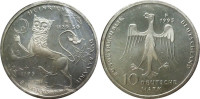 Германия 10 марок 1995 800-летие со дня смерти Генриха Льва (АЦ) Серебро 625 