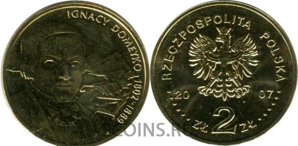 Польша 2 злотых 2007 Игнатий Домейко 1802-1889
