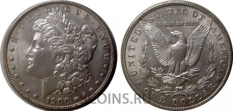 США 1 доллар 1900 Серебро 900 26,73 гр 