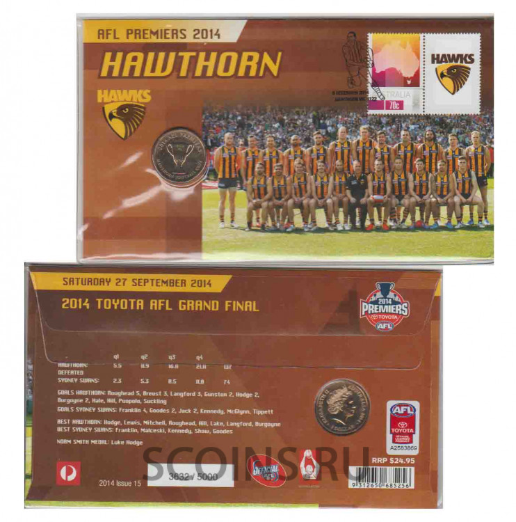 Австралия 1 доллар 2014 Австралийская футбольная лига (АФЛ) - победитель - Hawthorn-hawks (2)