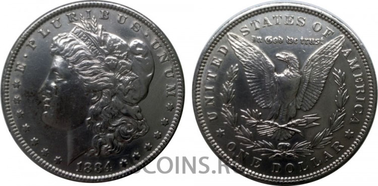 США 1 доллар 1884  Серебро 900  