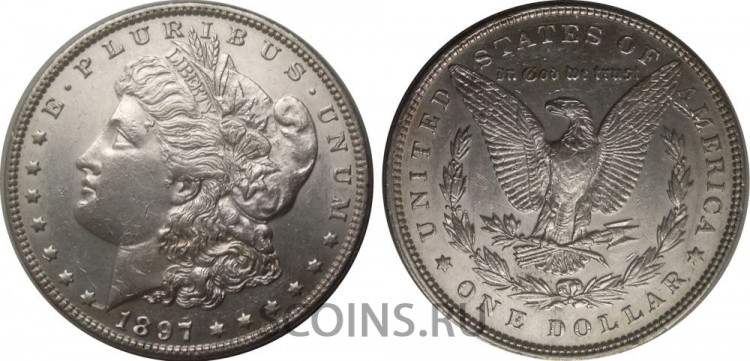 США 1 доллар 1897  Серебро 900
