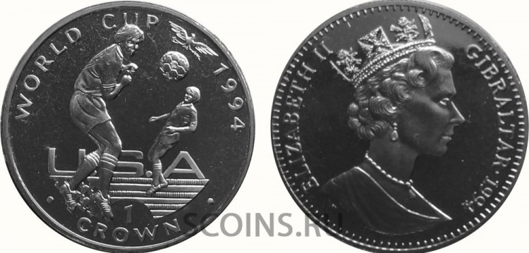 Гибралтар 1 крона 1994 Чемпионат мира по футболу в США  - удар головой