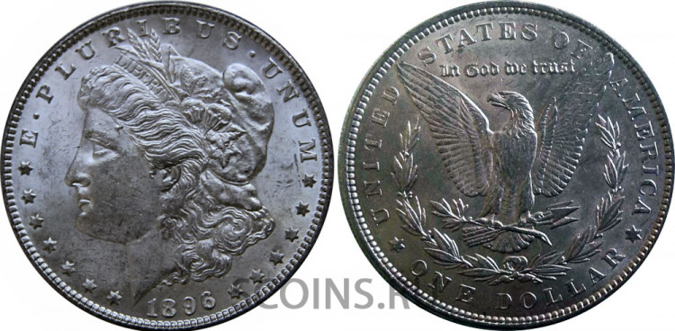 США 1 доллар 1896  Серебро 900 