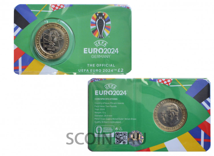 Острова Питкэрн 2 фунта 2024 Чемпионат Европы по Футболу