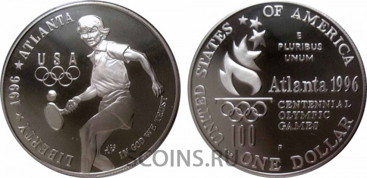 тенис1.jpg США 1 доллар 1996 XXVI летние Олимпийские игры в Атланте. Теннис. Серебро 900