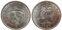 Либерия  2 цента 1941 UNC