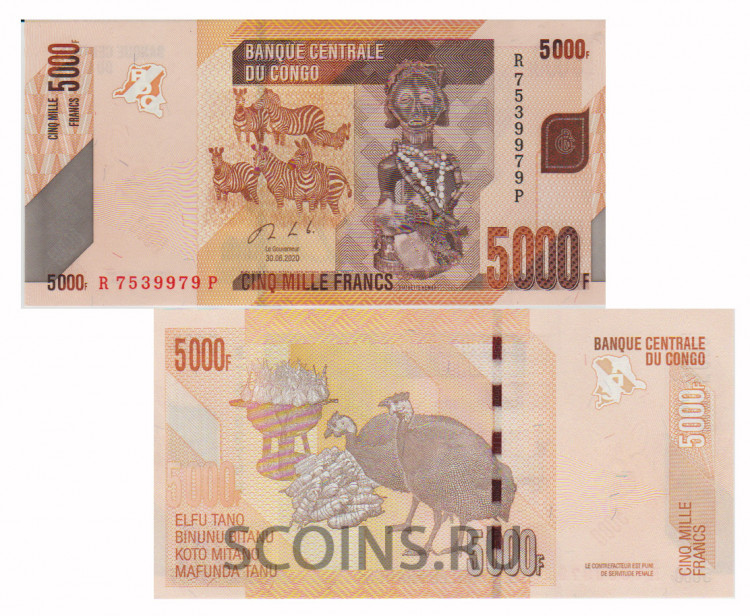 Конго 5000 франков 2020