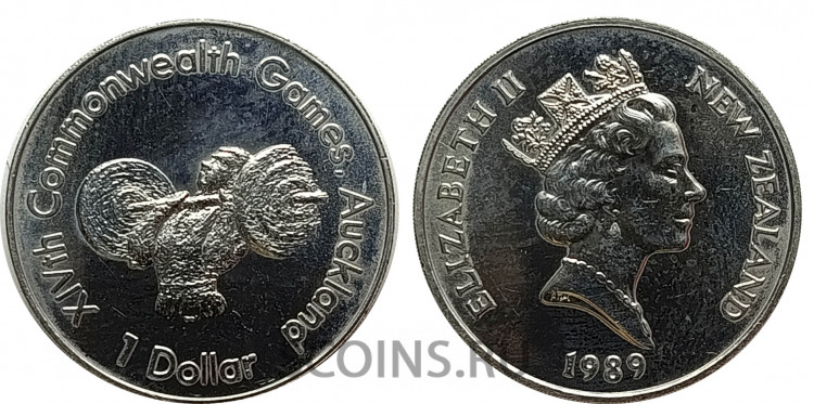Новая Зеландия 1 доллар 1989 14-е Игры Содружества - Штангист