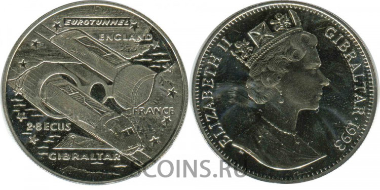 Гибралтар 2,8 экю  1993 Евротоннель под Ламаншем