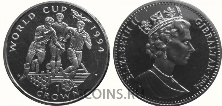 Гибралтар 1 крона 1994 Чемпионат мира по футболу в США  -три игрока (Серебро)