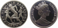 Гибралтар 1 крона 1991  XXV летние Олимпийские игры в Барселоне / Бегуны" (Серебро 925)