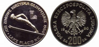 Польша 200 злотых 1980 "Олимпийские игры в в Лейк-Плэсид" (без факела) пруф
