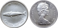 Канада 10 центов  1967 100 лет Конфедерации Канады